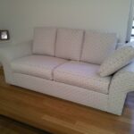 3 Seater Scroll Arm Lounge reupholstered in Jenga Marble by Warwick Fabrics