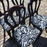 After Antique Victorian Style Admiralty Dining Chairs, fabric sourced by client